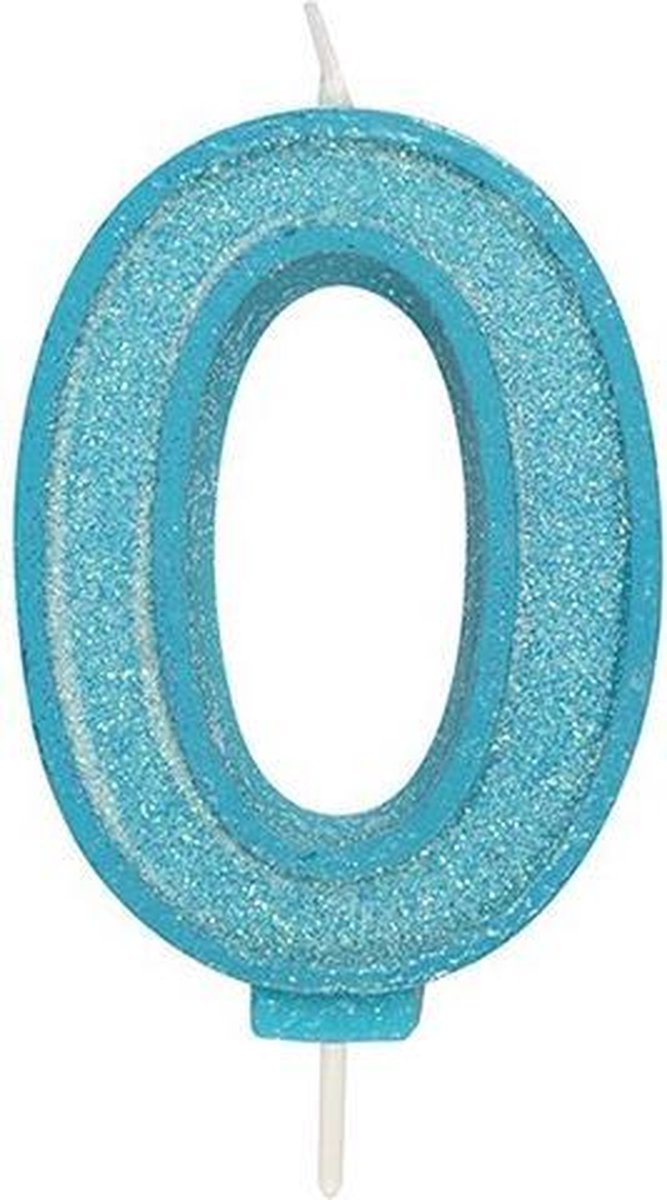 Sparkle Blue Numeral Candle  0