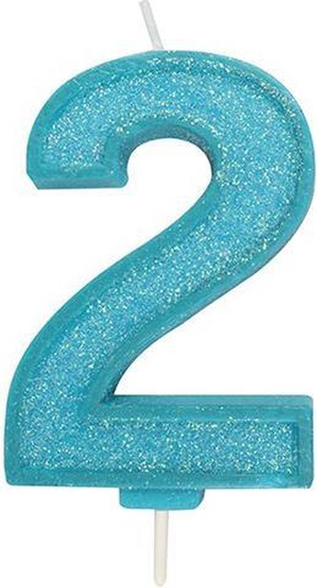 Sparkle Blue Numeral Candle 2