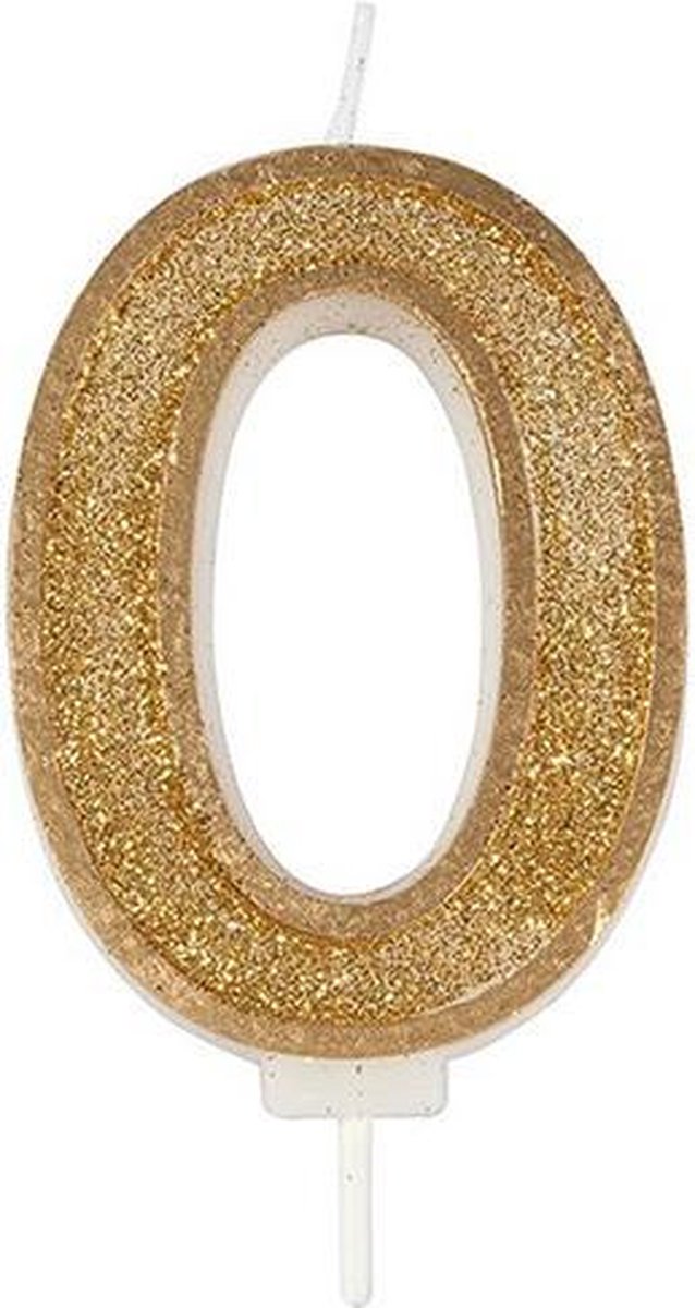 Sparkle Gold Numeral Candle 0