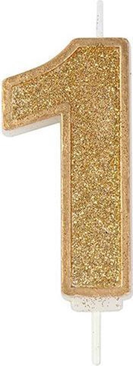 Sparkle Gold Numeral Candle 1
