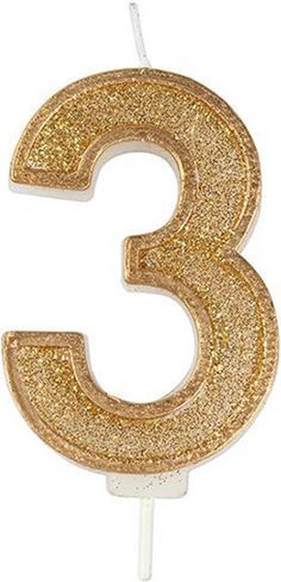 Sparkle Gold Numeral Candle 3