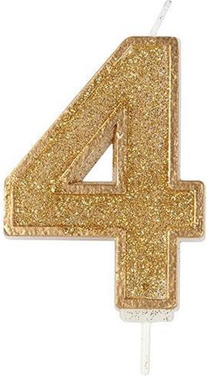 Sparkle Gold Numeral Candle 4