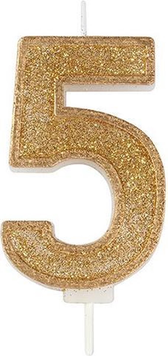 Sparkle Gold Numeral Candle 5
