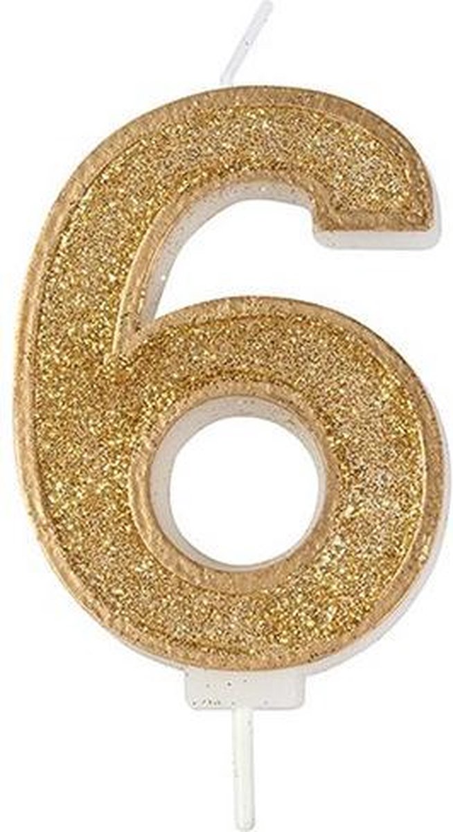 Sparkle Gold Numeral Candle 6