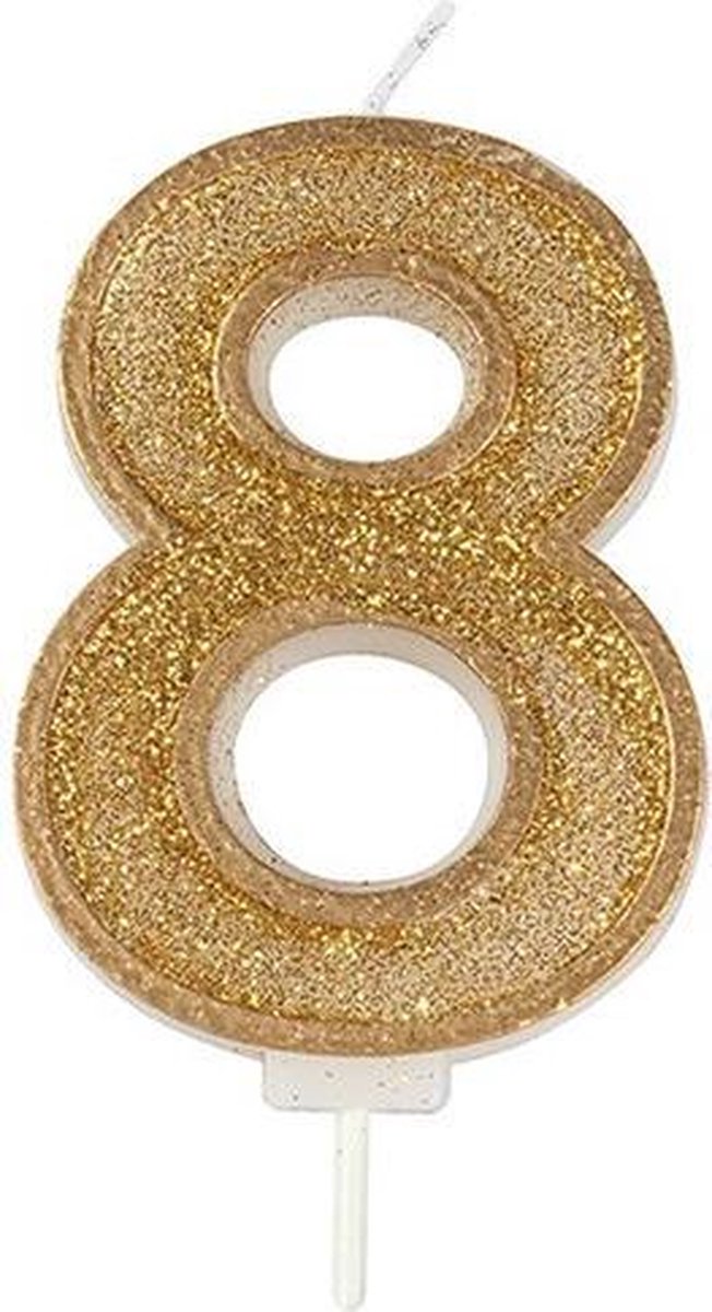 Sparkle Gold Numeral Candle 8