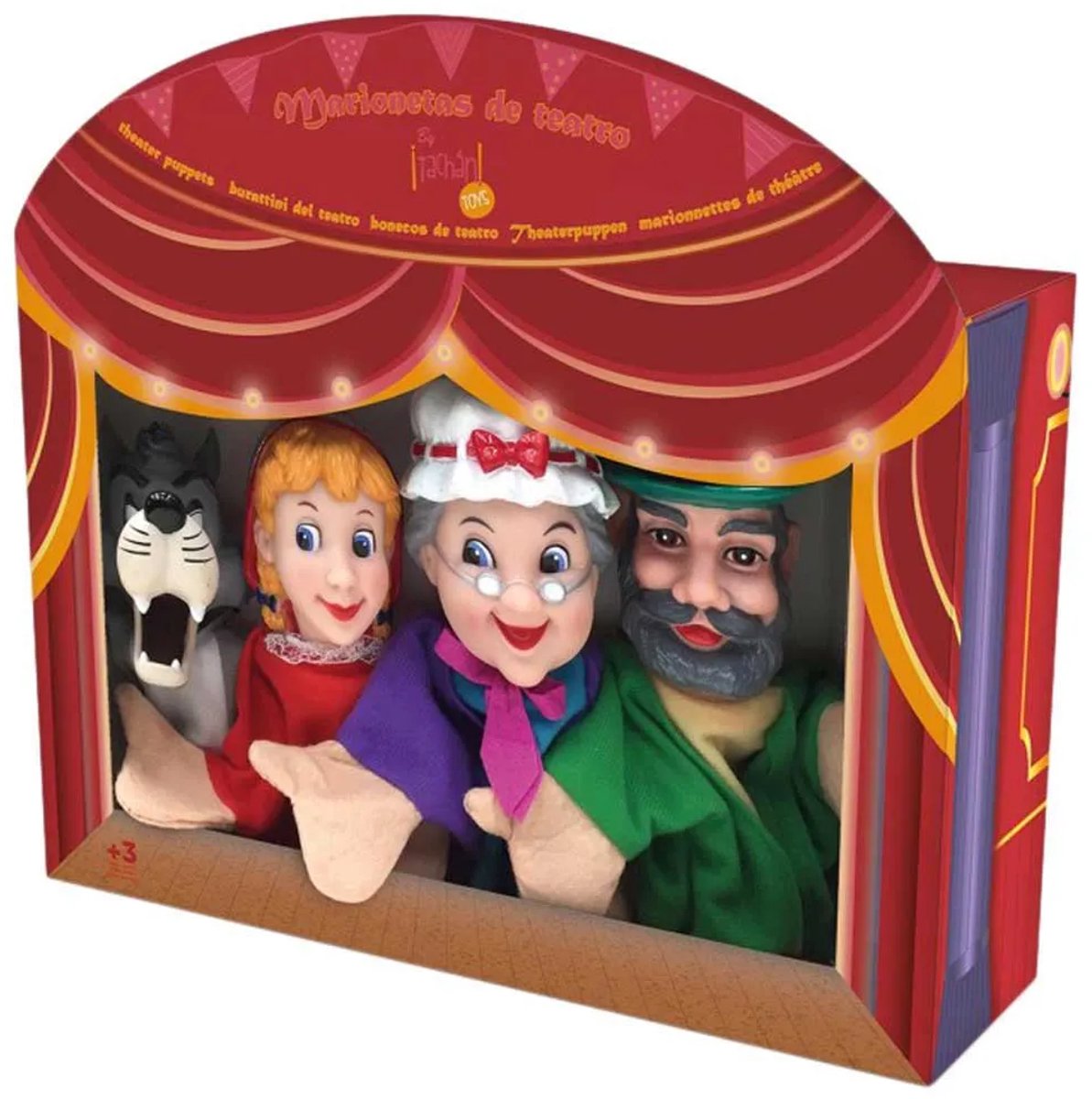 Poppenkastpoppen Roodkapje - Tachan - 4 Handpoppen - Vilt en Kunststof