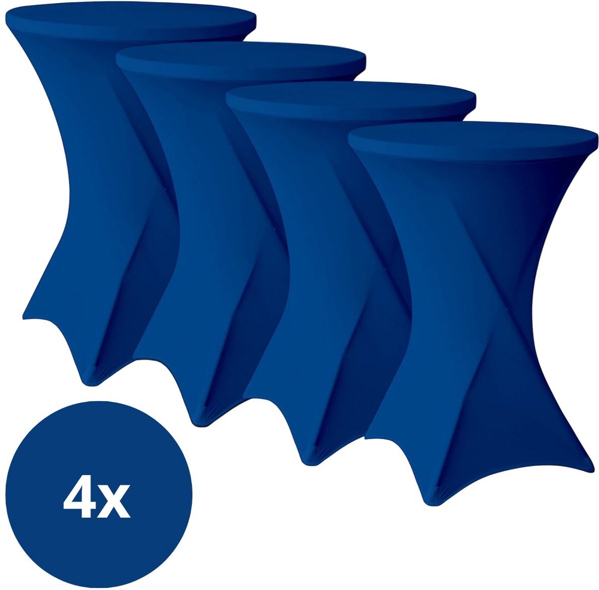 Statafelrok Blauw 80cm - Statafelhoes - Tafelrok - Set van 4 - ∅80-85x110cm - Tafelrokkenshop.nl