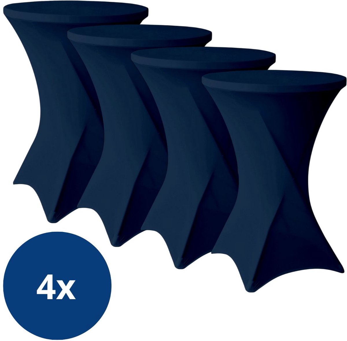 Statafelrok Donkerblauw 80cm - Statafelhoes -   Blauw - Set van 4 - ∅80-85x110cm -  kenshop.nl