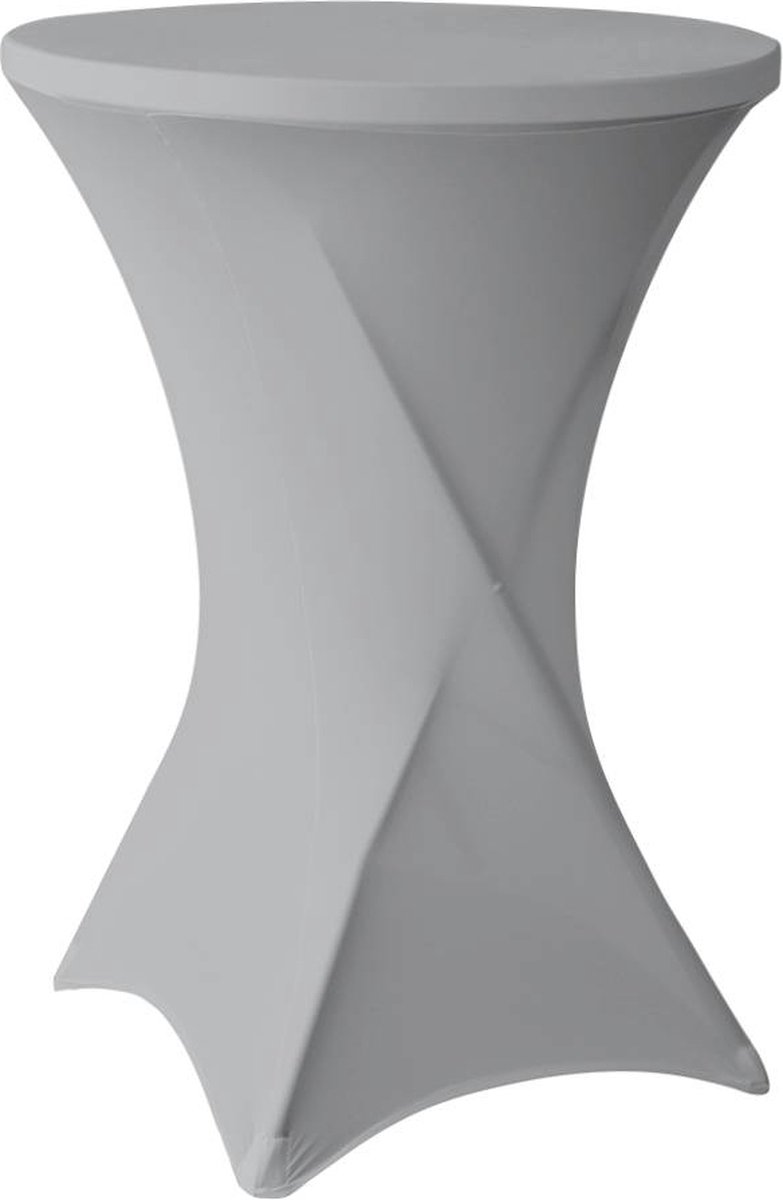 Statafelrok Zilver / Lichtgrijs 80cm - Statafelhoes Grijs - Tafelrok - ∅80-85x110cm - Tafelrokkenshop.nl