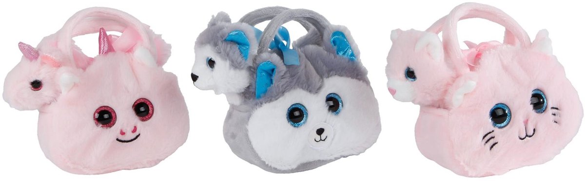 Pluche in tasje 12 cm 3 assorti.