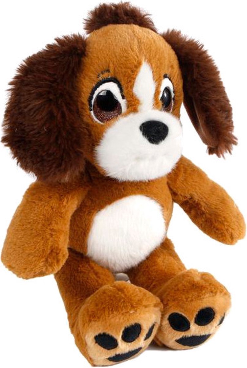 Take Me Home Knuffelhond Junior 23 X 31 Cm Pluche Bruin/wit