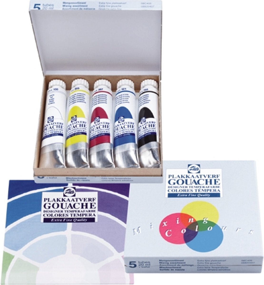 Gouache Extra Fine Quality set 5 kleuren 20 ml tubes plakkaatverf dekkende waterverf tempera mengset