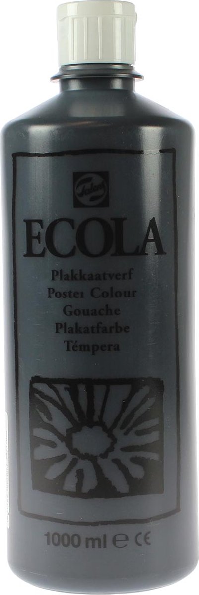 Talens Ecola plakkaatverf flacon van 1000 ml, zwart 4 stuks