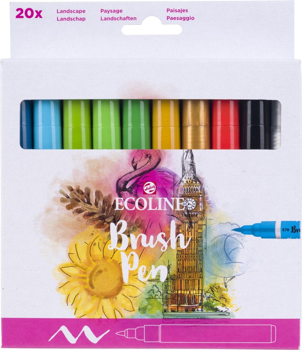Talens Ecoline Brush pen, etui van 20 stuks, assorti 3 stuks
