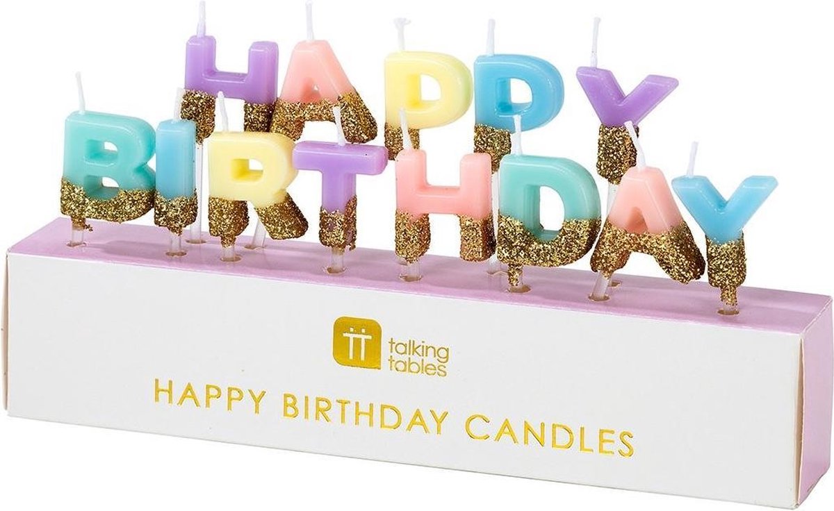 Happy birthday kaarsjes glitter - Talking Tables