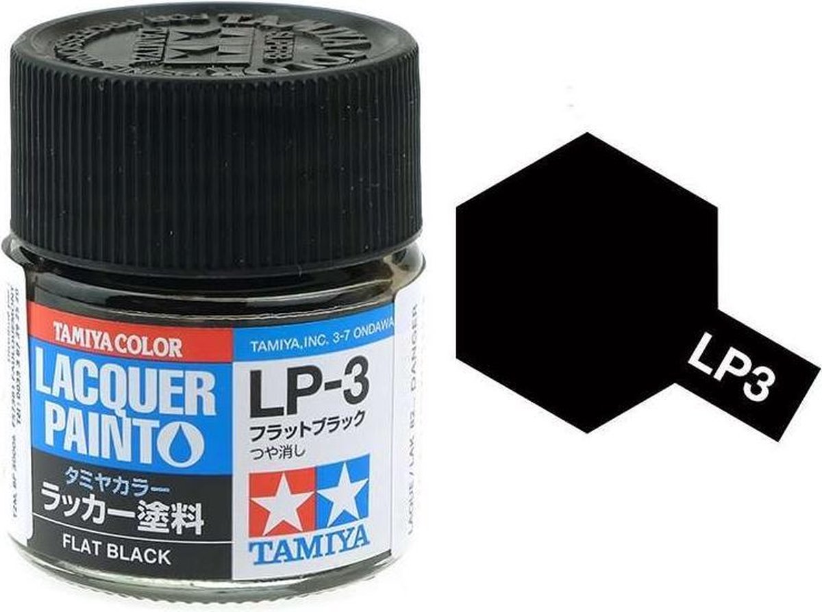 Tamiya LP-3 Black - Matt - Lacquer Paint - 10ml Verf potje