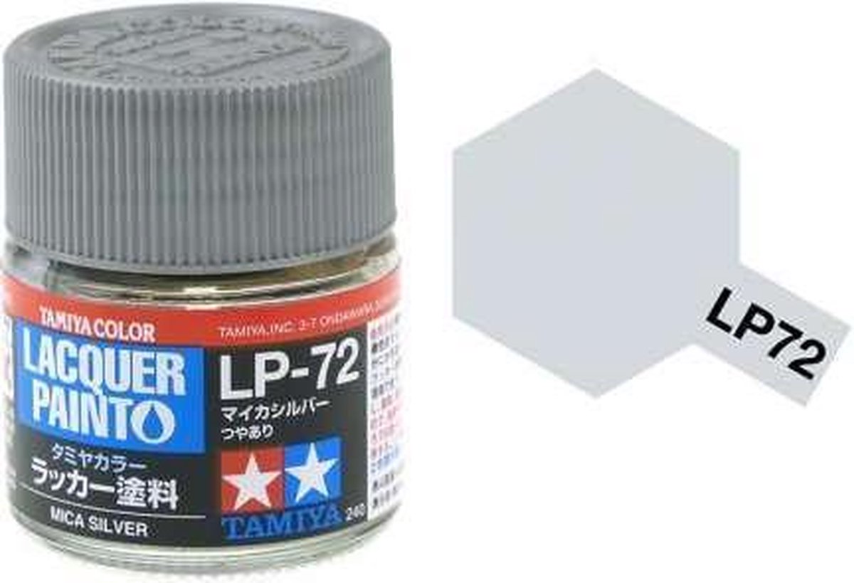 Tamiya LP-72 Mica Silver - Gloss - Lacquer Paint - 10ml Verf potje