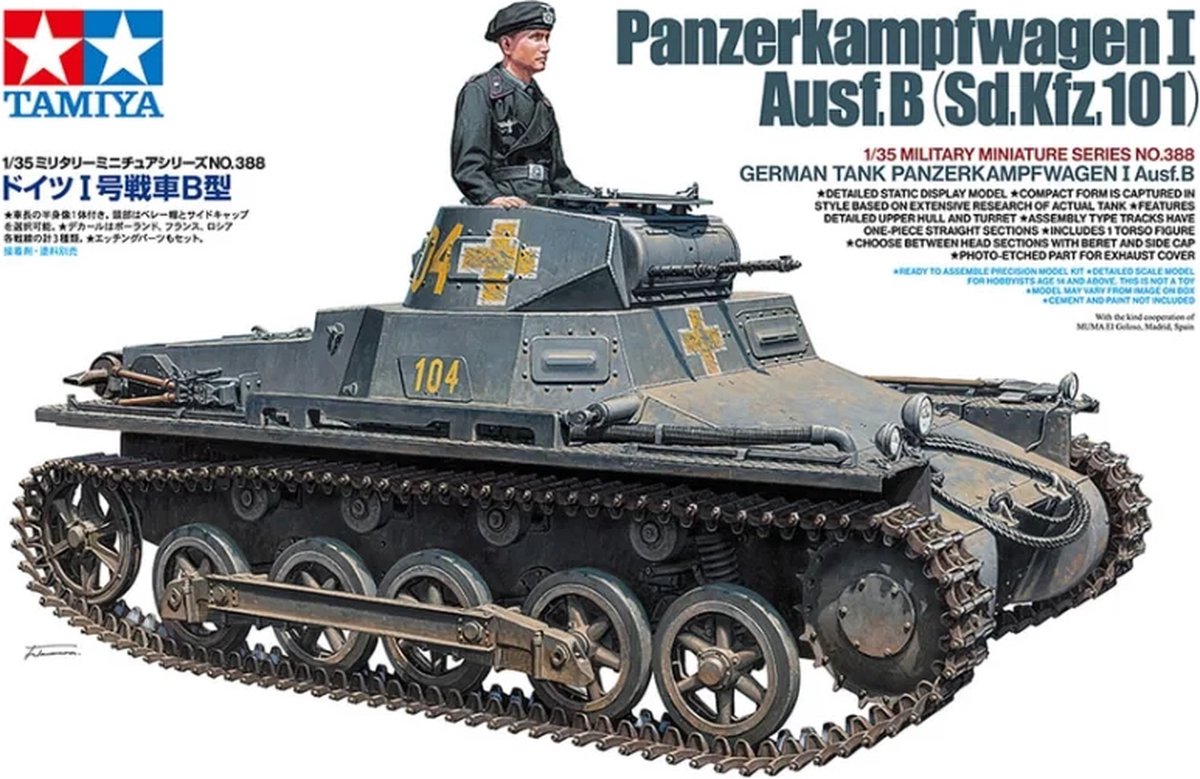 Tamiya Modelbouwpakket Militaire voertuigen - 35388 Duitse Tank Panzerkampfwagen I Ausf.B Plastic - 1:35 -