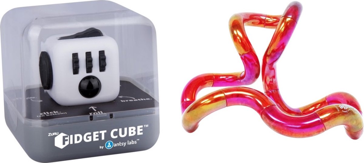 Tangle Gems Junior (Red Ruby) & Fidget Cube - Antsy Labs (Dice) - COMBO 2-Pack - Fidget Toys voor kinderen en volwassenen - Fidget Toys voor school - Cadeau voor tieners en volwassenen