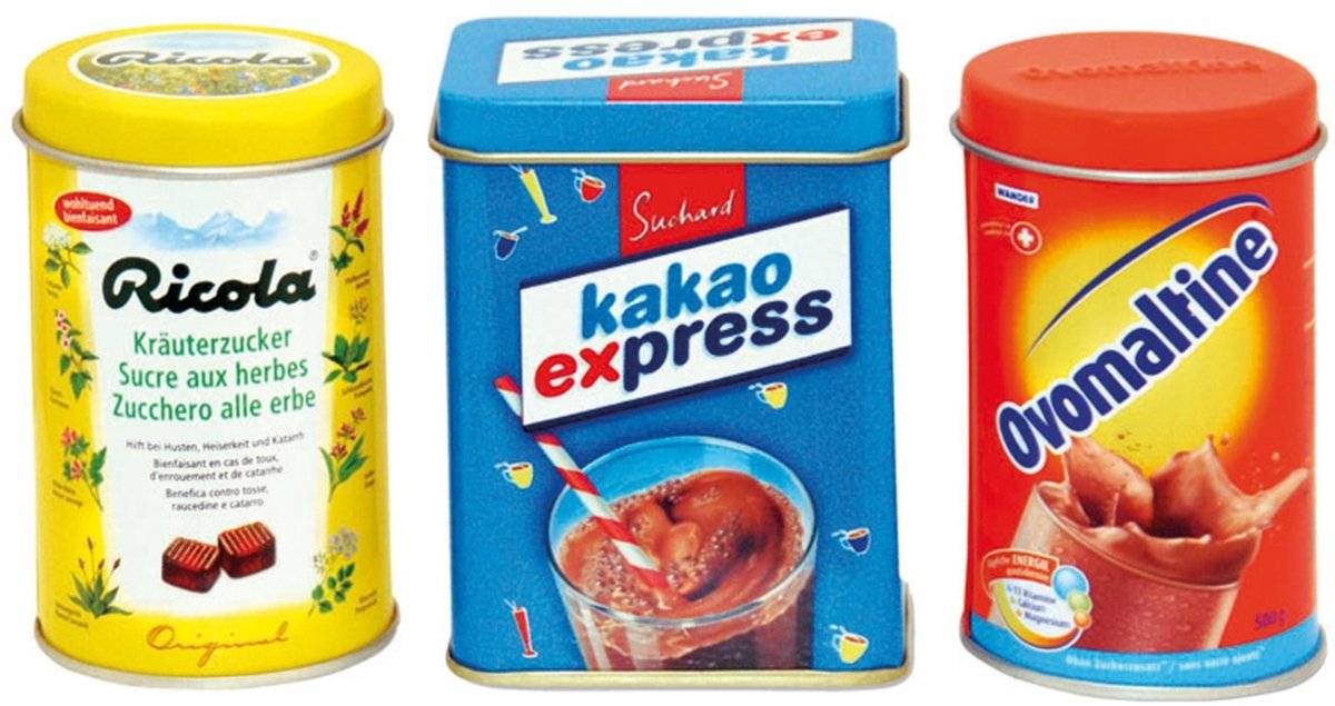 Ricola, Ovomaltine, Suchard metalen blikken set