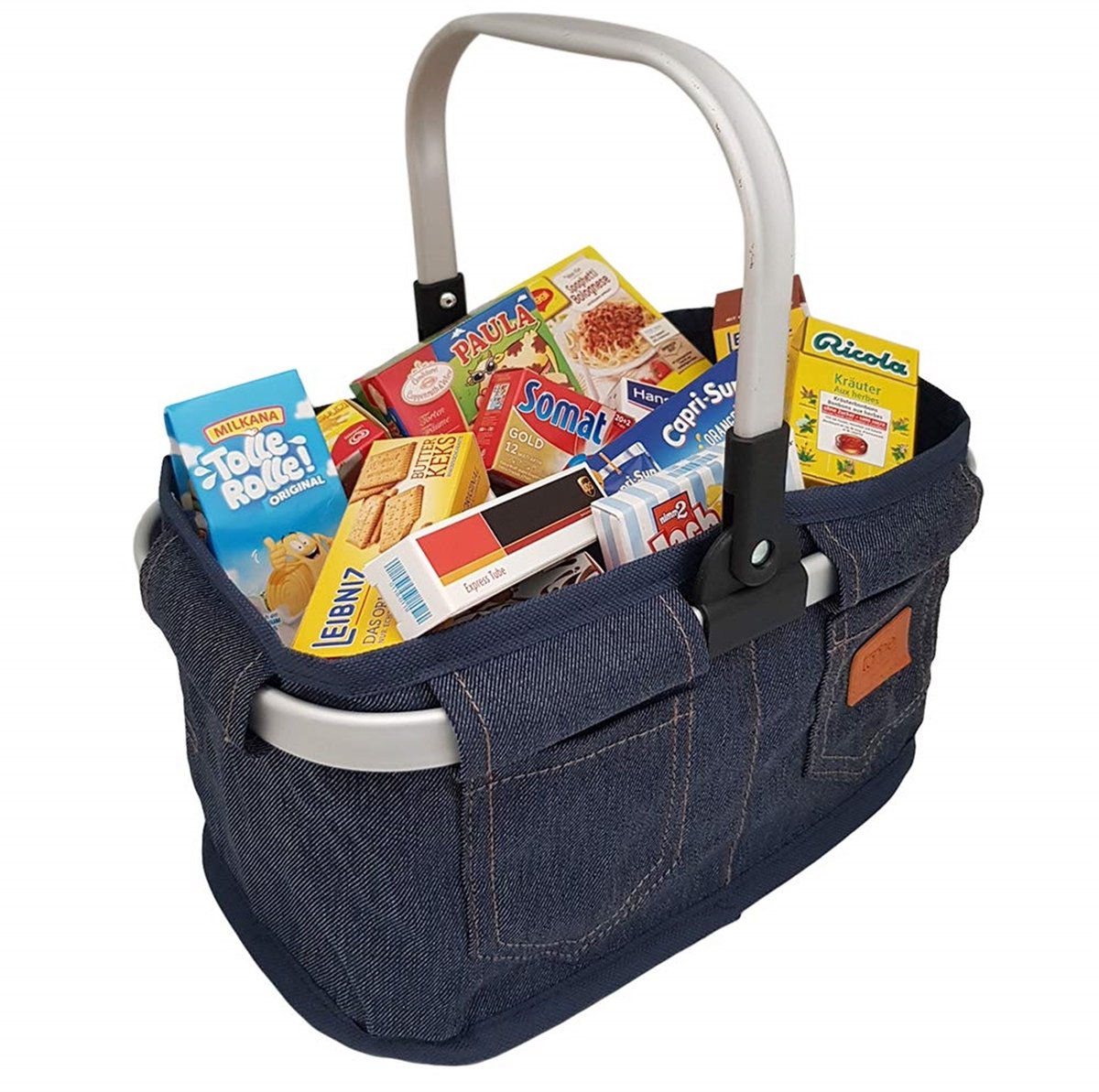 Tanner luxe boodschappenmand speelgoed jeans - inclusief mini boodschappen.