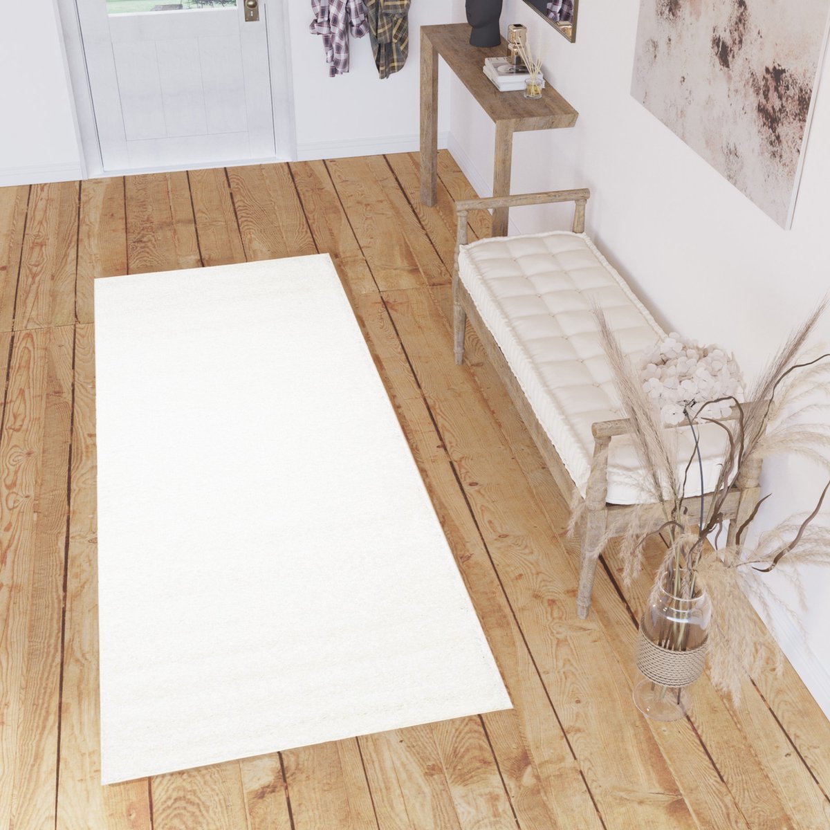 Tapiso Delhi Tapijtloper Vloerkleed Hoogpolig Fluffy Gang Op Maat- 120x550