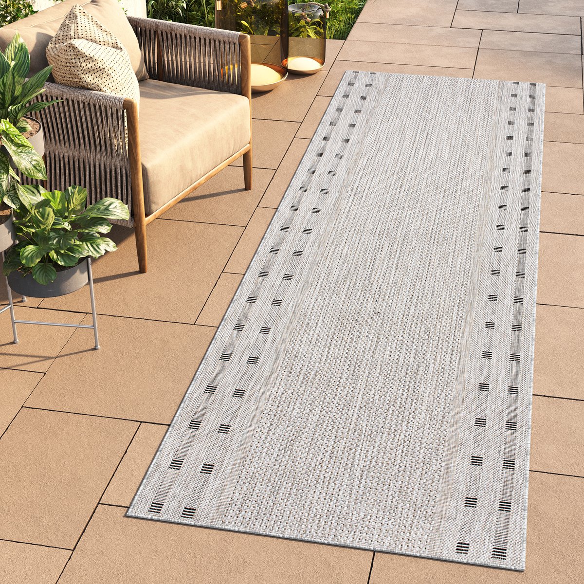 Tapiso Melissa Loper Laagpolig Grijs Indoor Outdoor Vloerkleed Maat- 70x900