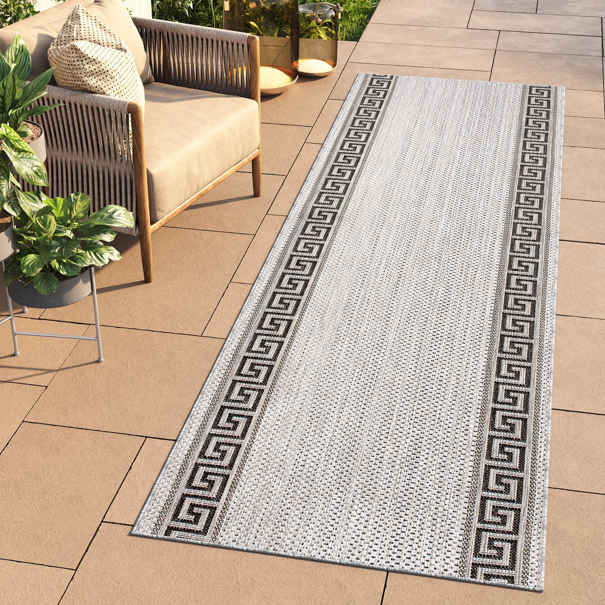 Tapiso Melissa Loper Laagpolig Lichtgrijs Vloerkleed Indoor Outdoor Maat- 70x1150