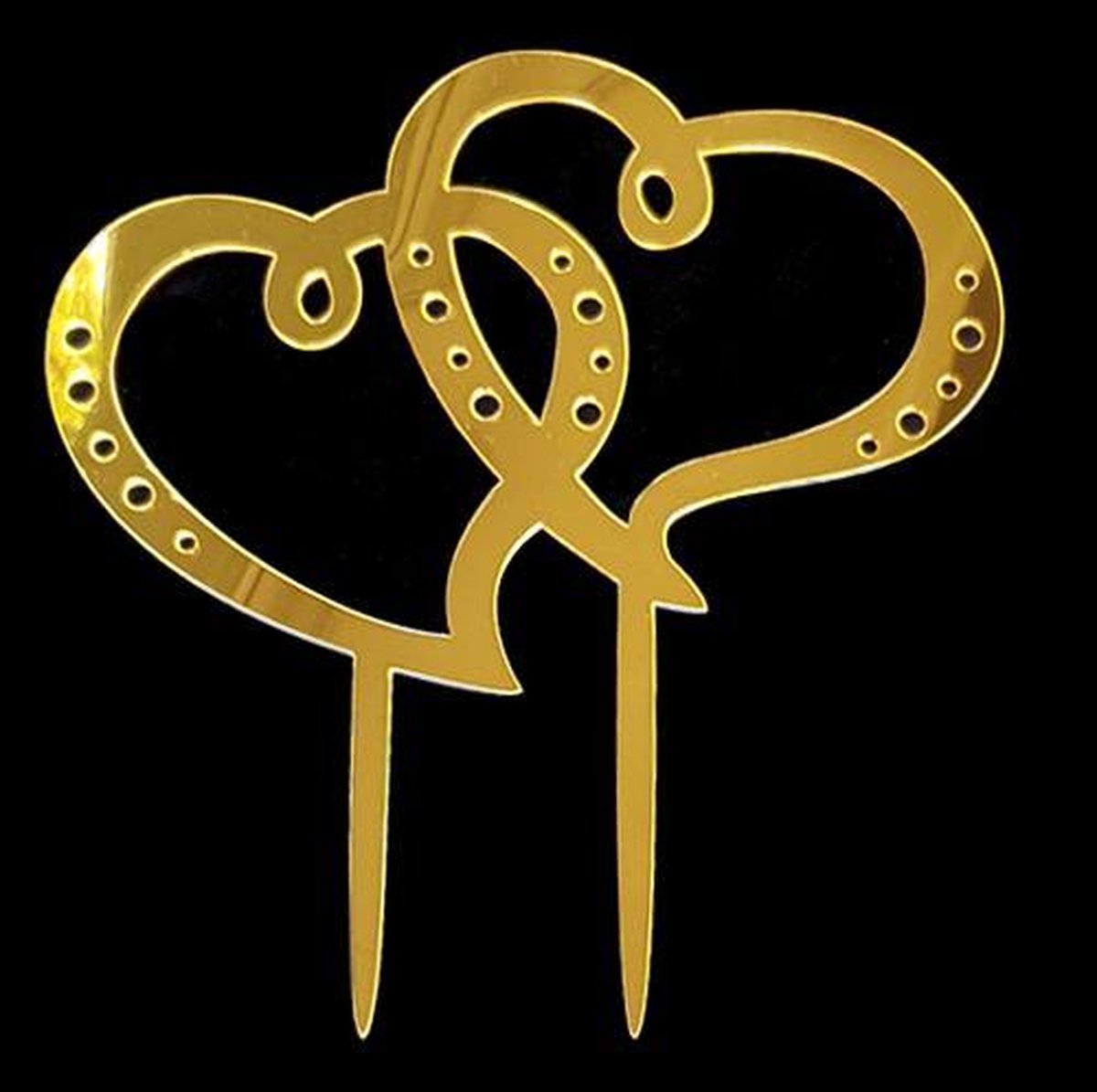 Cake- Taart Topper dubbel hart goud