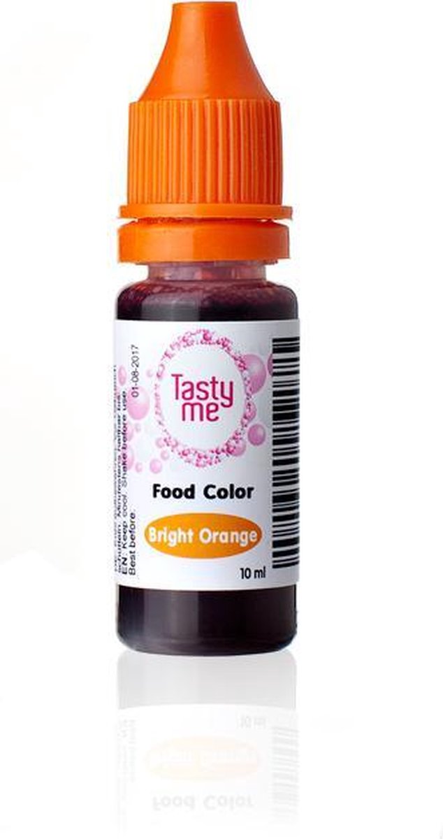 Kleurstof fel oranje 10 ml. Kleurstoffen eetbaar. Voeding kleurstof voor taart. Kleurstof bakken .Taartingrediënten en bakspullen kopen.(Tasty Me)