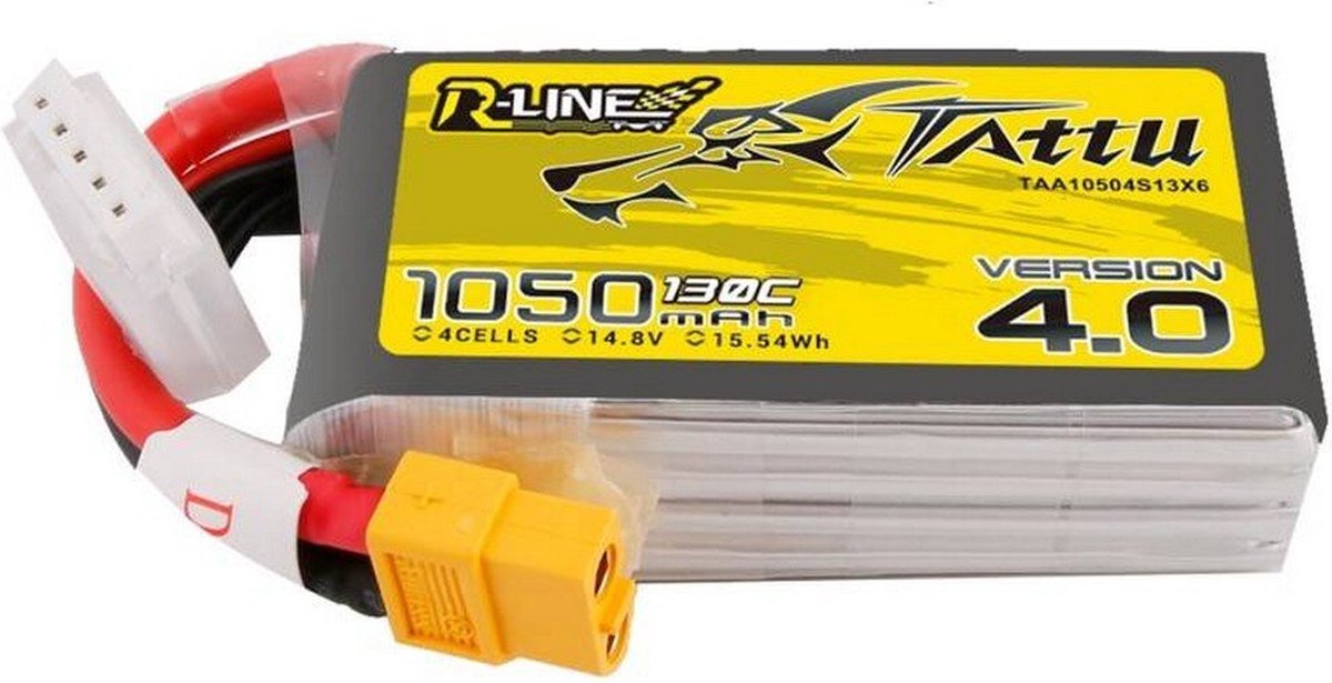 Tattu LiPo accupack 14.8 V 1050 mAh Aantal cellen: 4 130 C Block XT60