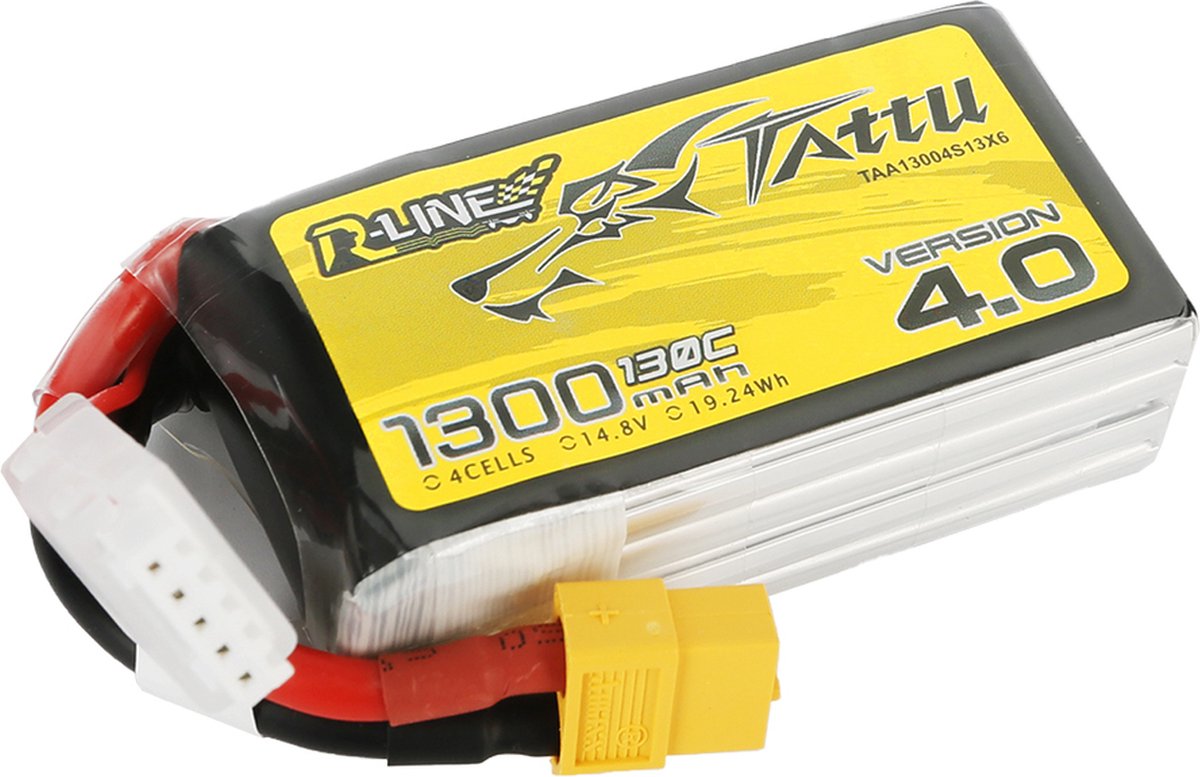 Tattu LiPo accupack 14.8 V 1300 mAh Aantal cellen: 4 130 C Block XT60