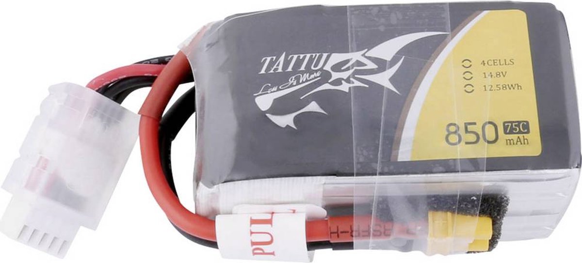 Tattu LiPo accupack 14.8 V 850 mAh Aantal cellen: 4 75 C Softcase XT30