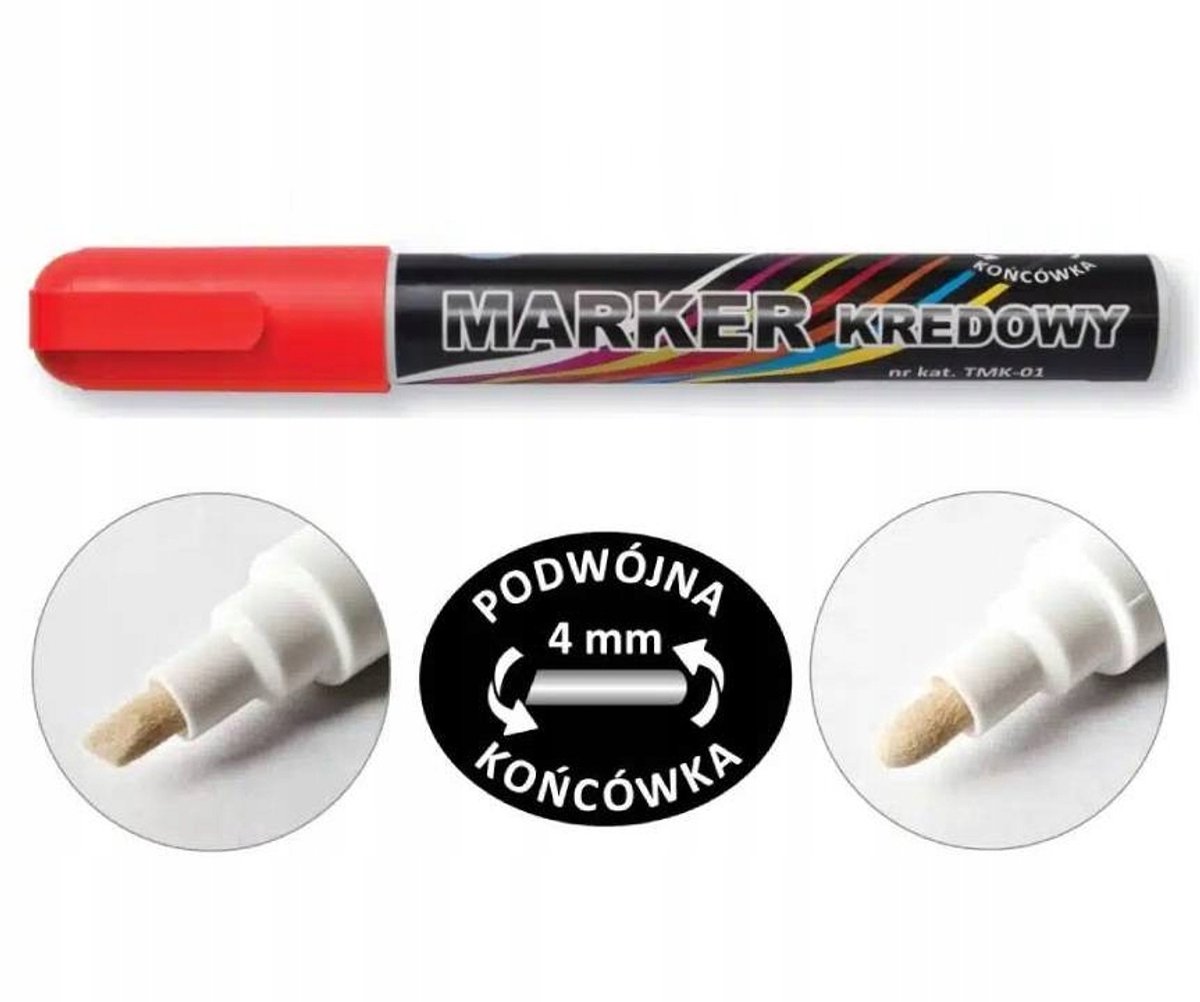Taurus TMK-01 Rode Krijtmarker - Dubbele Punt, Vloeibare Krijt