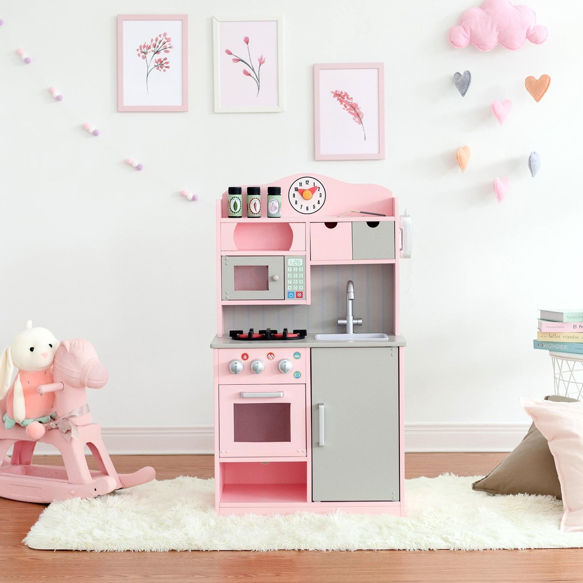 Little Chef Florence klassieke speelkeuken roze / grijs TD-11708P