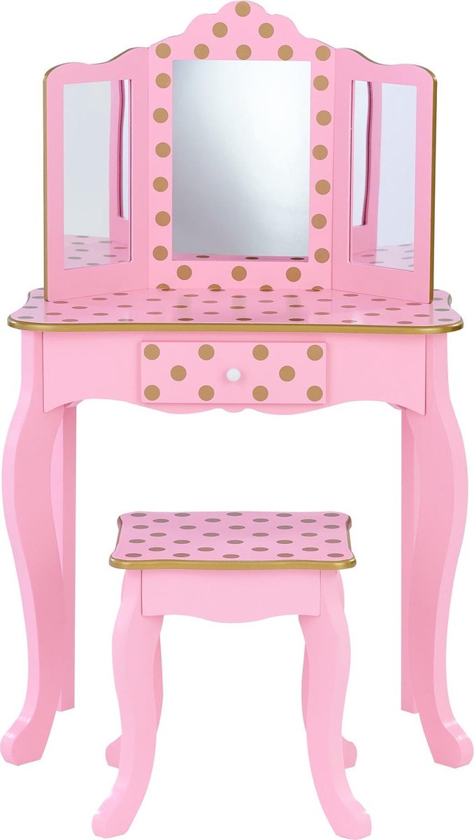   Gisele Imitatie Kaptafel Spiegel LED Roze en Goud met verlichting TD-11670LL