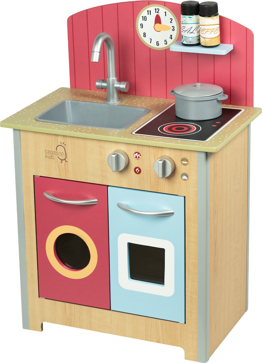   Little Chef Porto Classic kleine houten keukenset met interactieve functies en 4