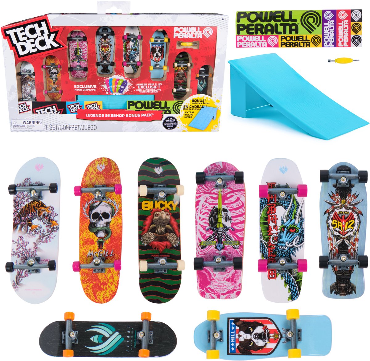 Tech Deck, Powell Peralta Legends SK8Shop Bonus Pack met schans, verzamelbare en aanpasbare miniskateboards