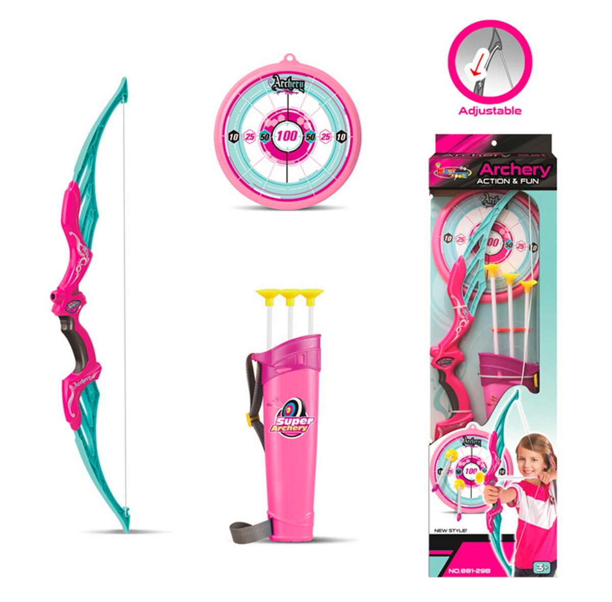 TechKidz, 4-in-1 boogschietset - Model Everdeen, Blauw / Roze