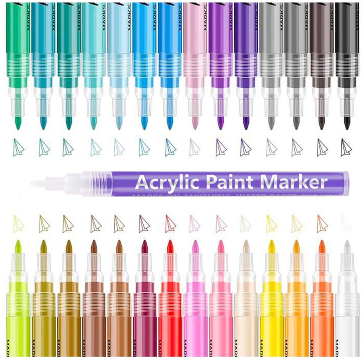 TechKidz, Set met 24 gekleurde acrylmarkers 0,7mm fijne punt, Veelkleurig