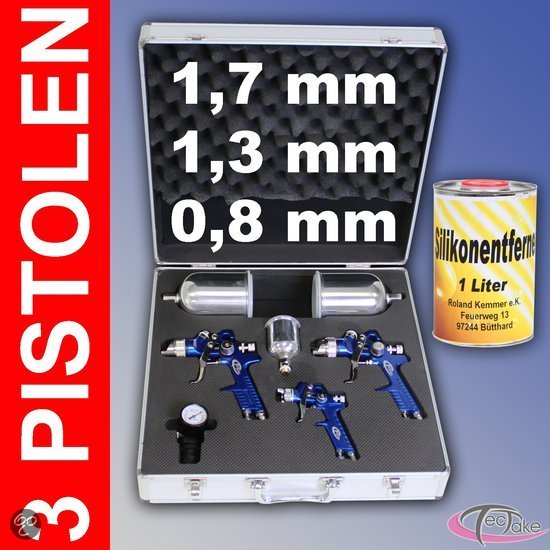 HVLP Aflakpistool spuitpistool 1,7 1,3 0,8 mm set 400523