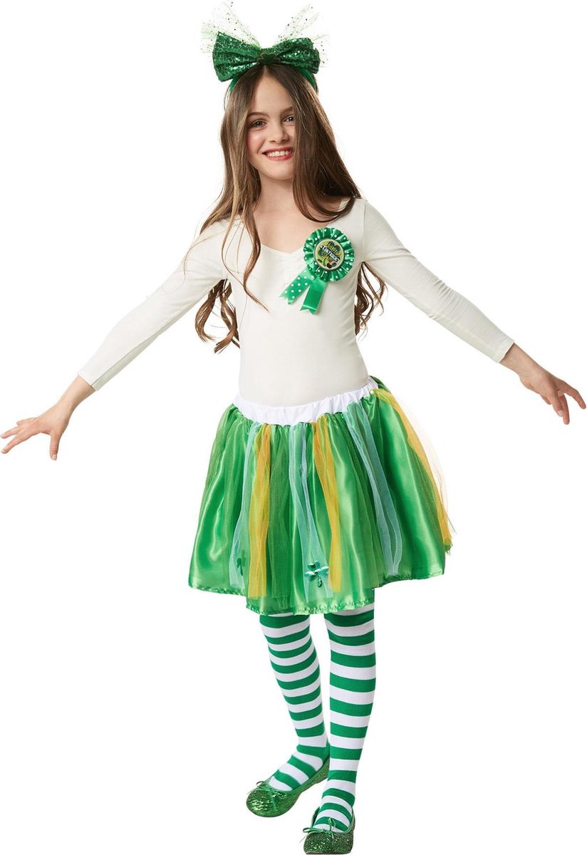 dressforfun - St. Patricks Day-tutu in de nationale kleuren voor kids 140/152  - verkleedkleding kostuum halloween verkleden feestkleding carnavalskleding carnaval feestkledij partykleding - 302628