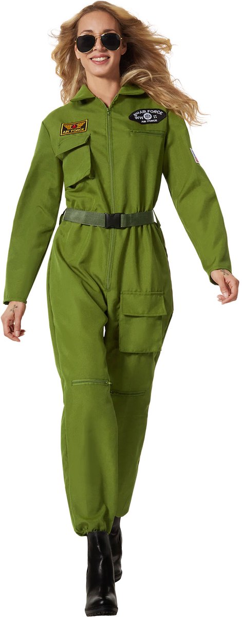 dressforfun - dameskostuum jet fighter pilot - XXL - Verkleedkleding carnaval - Halloween - Verkleden - Feestkleding - Carnavalskleding - Feest - Partykleding