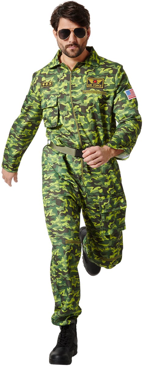 dressforfun - herenkostuum Air Force Pilot Camouflage - S - Verkleedkleding carnaval - Halloween - Verkleden - Feestkleding - Carnavalskleding - Feest - Partykleding