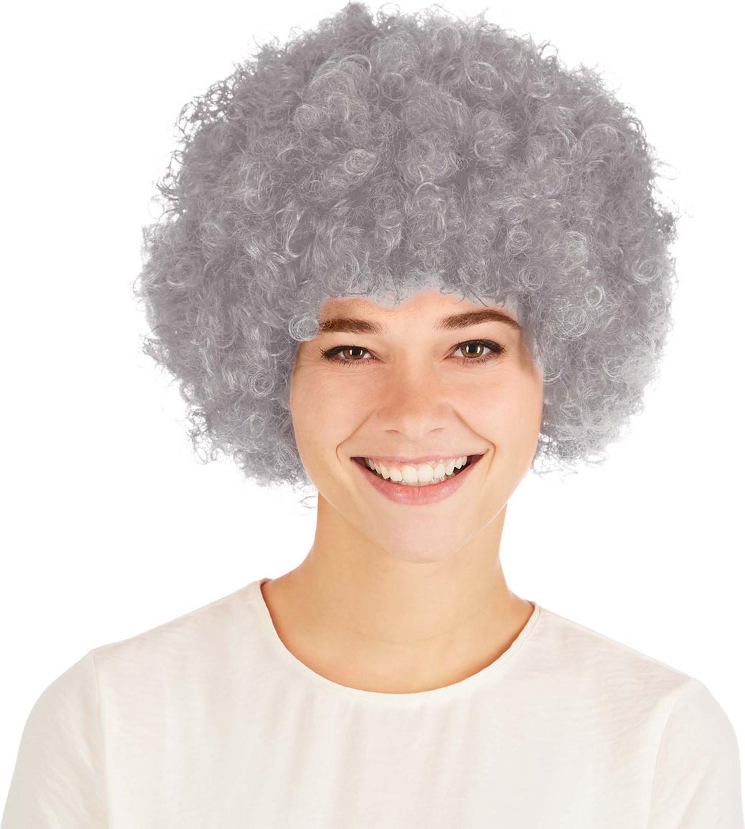 dressforfun - pruik clown Afro grijs - verkleedkleding kostuum halloween verkleden feestkleding carnavalskleding carnaval feestkledij partykleding - 303641