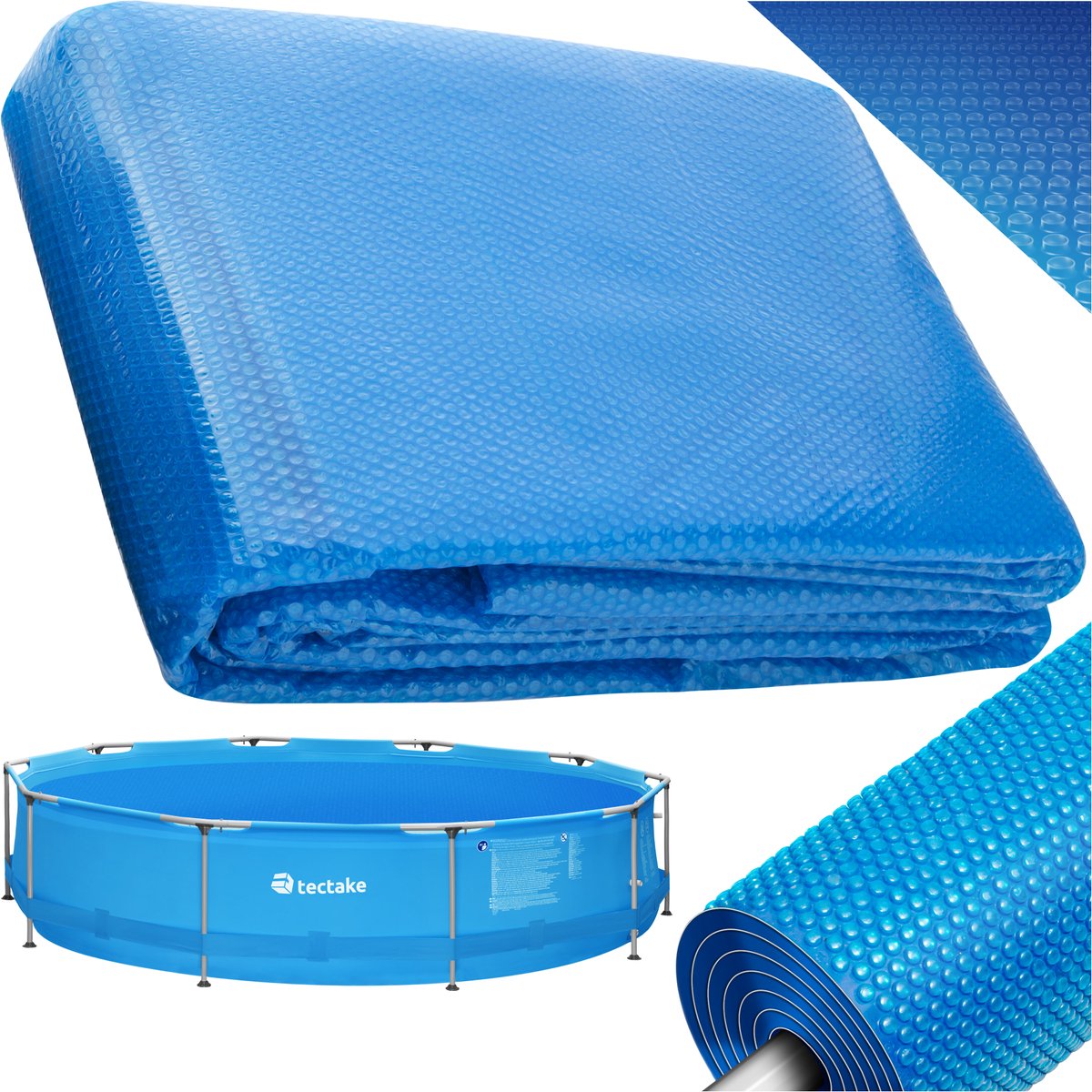 tectake® Zwembad Afdekzeil - Noppenfolie - Zwembadafdekking - Zonnefolie - Rond Ø 381 cm