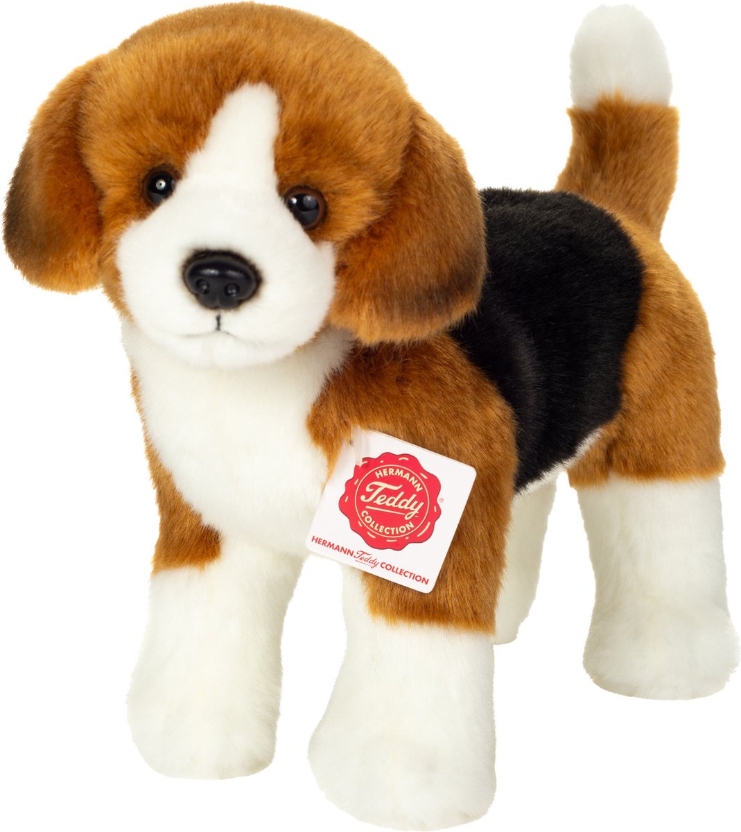 Hermann Teddy Knuffeldier Beagle hond - zachte pluche stof - premium knuffels - bruin/wit - 23 cm