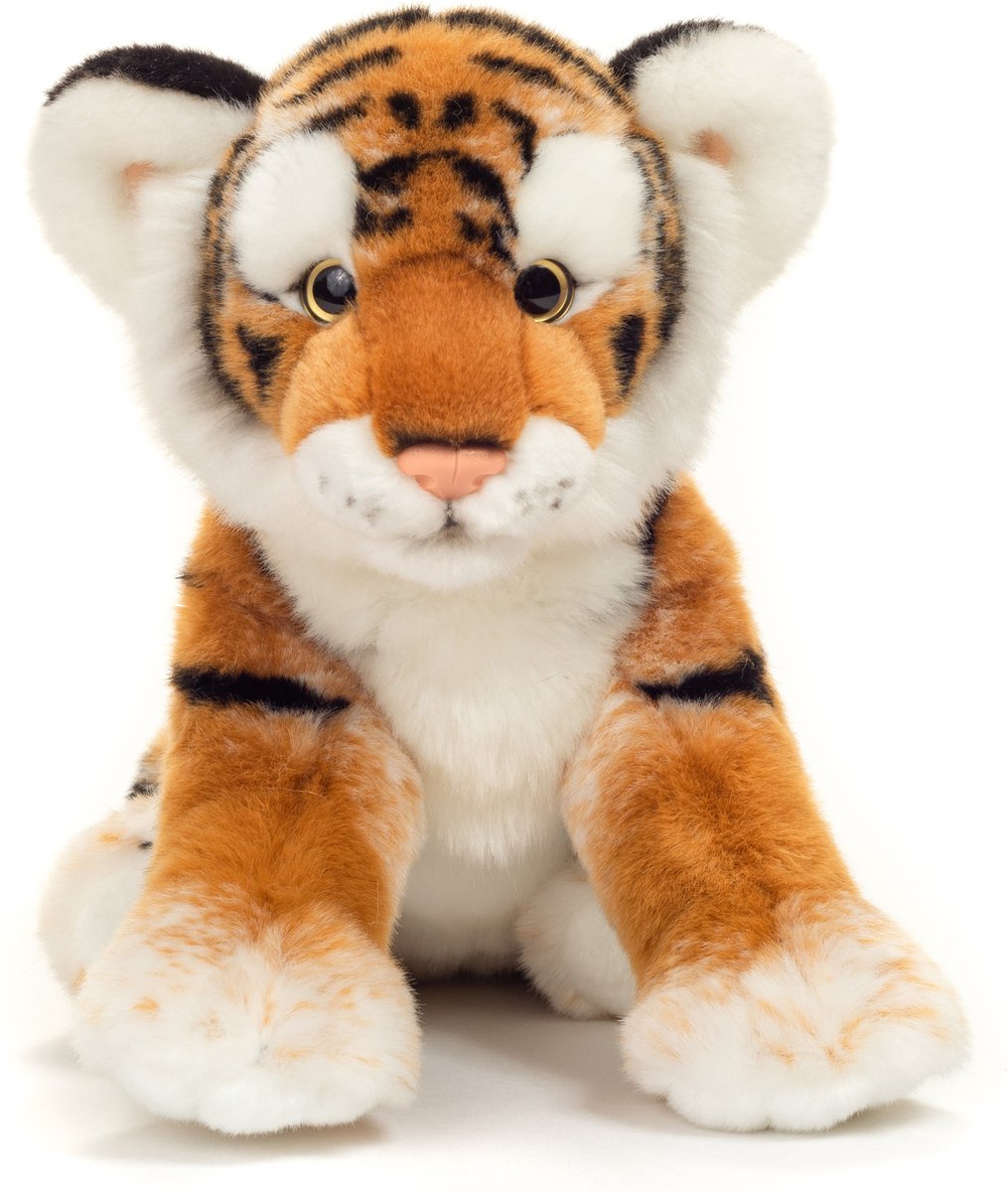 Hermann Teddy Knuffeldier Tijger - zachte pluche stof - premium knuffels - lichtbruin - 32 cm - wilde katten - roofdieren