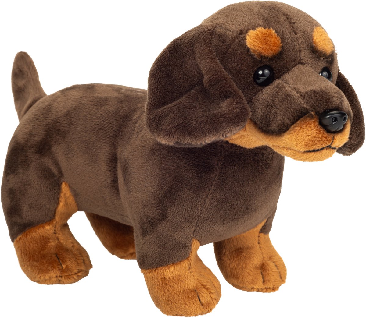 Hermann Teddy Knuffeldier hond Teckel - zachte pluche stof - premium kwaliteit knuffels - donkerbruin - 21 cm