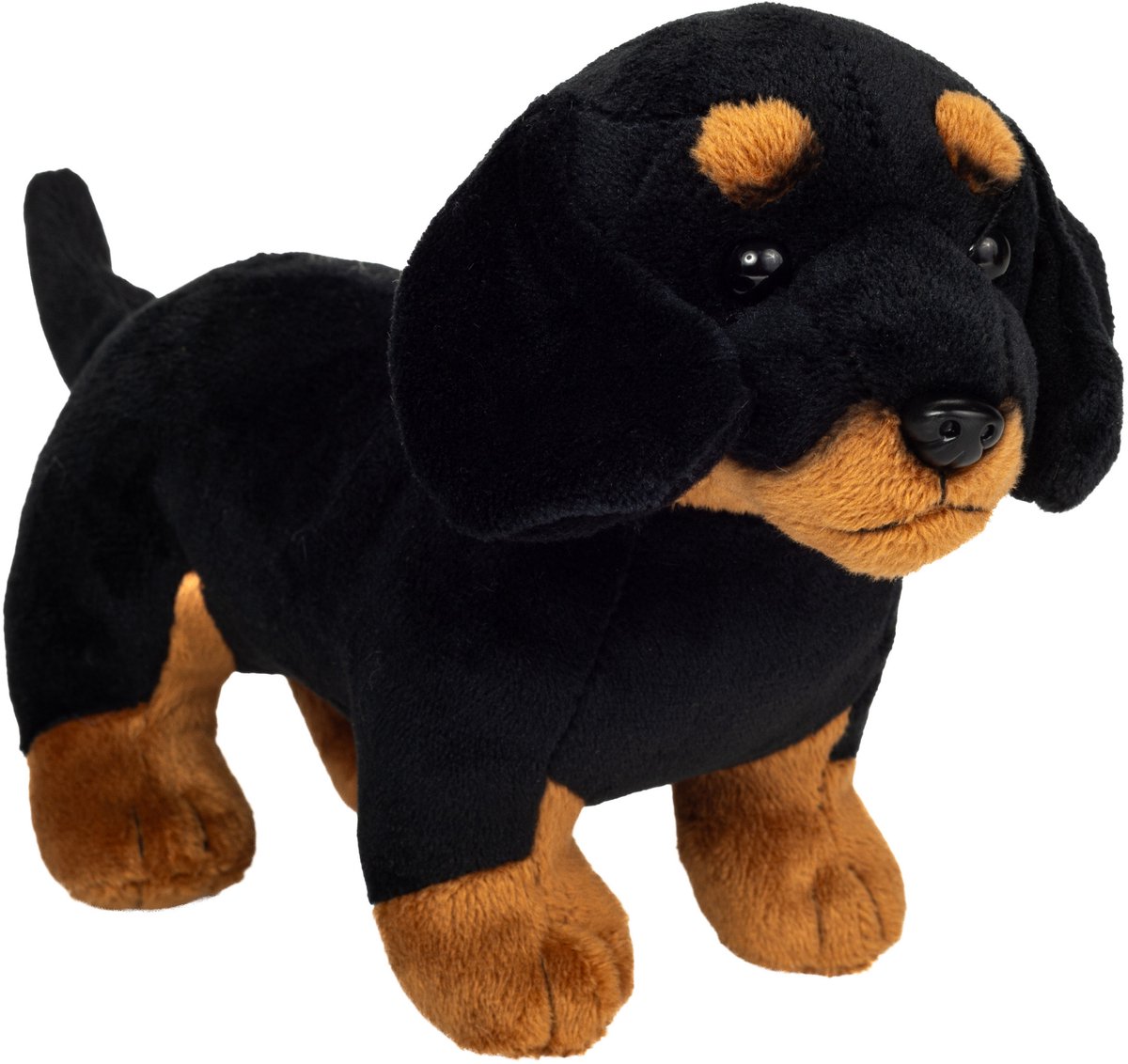 Hermann Teddy Knuffeldier hond Teckel - zachte pluche stof - premium kwaliteit knuffels - zwart - 21 cm